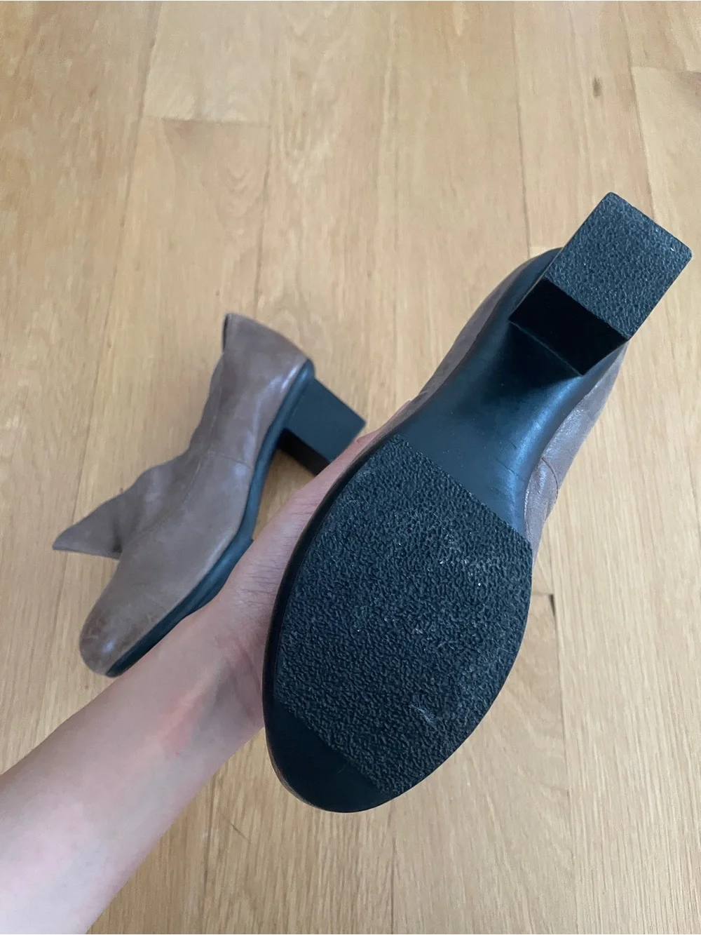 Bumper Taupe Suede Sculpted Block Heel Pumps
